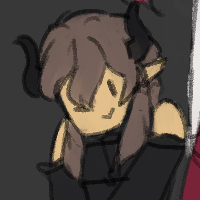 Head shot sketch of a demon character