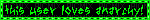 Black and green blinkie with text reading "this user loves anarchy"